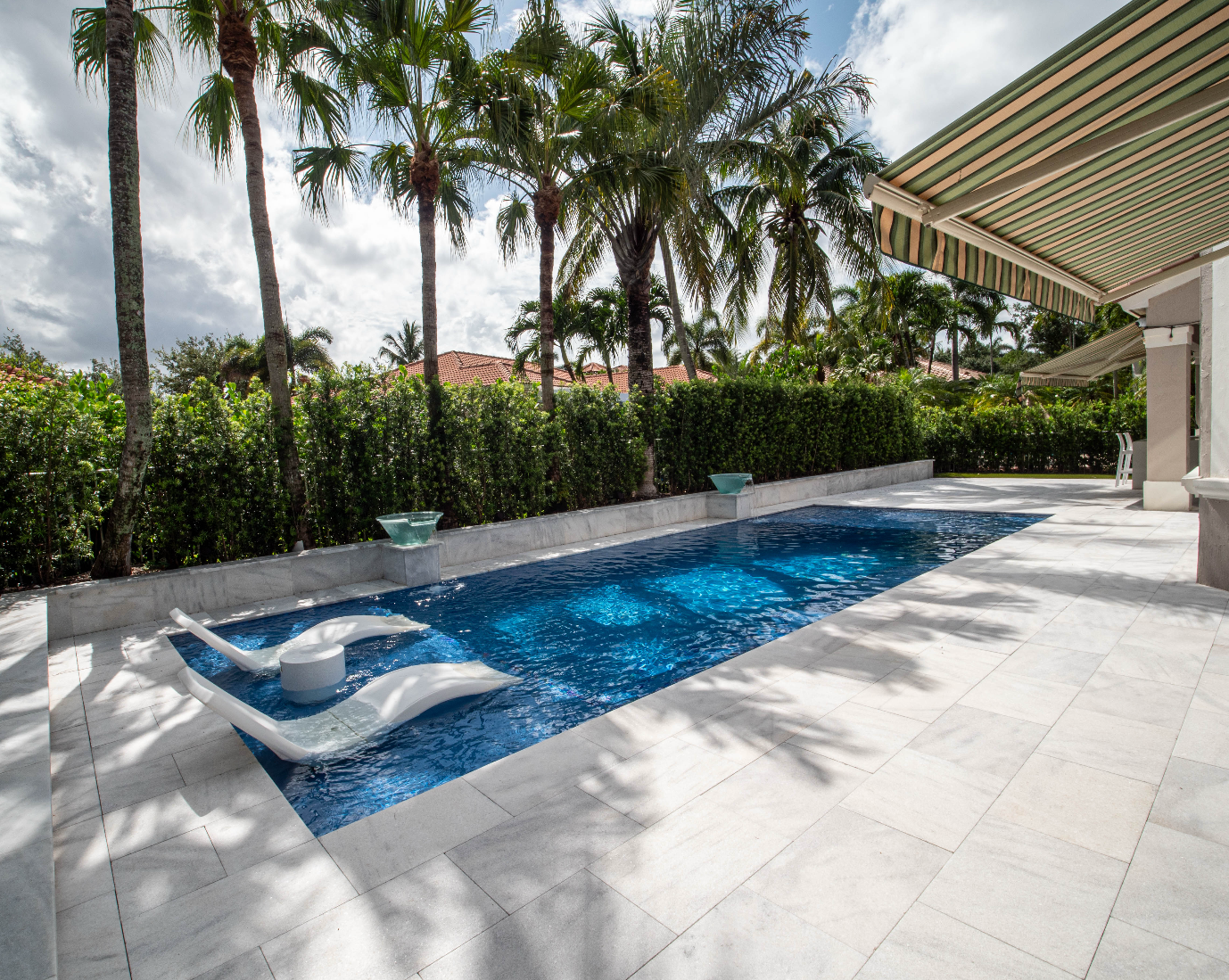 Pool at night with lighting